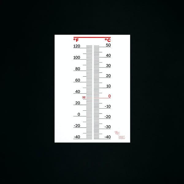 °F ↔ °C temperature conversion chart (35×50)